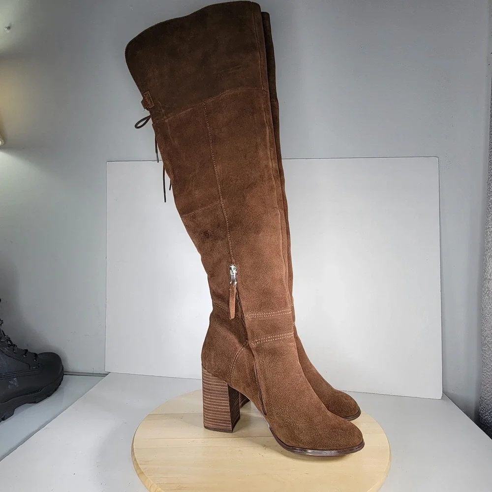 Steve Madden Women's Brown Leather Suede Novela Over The Knee Boots Size 10